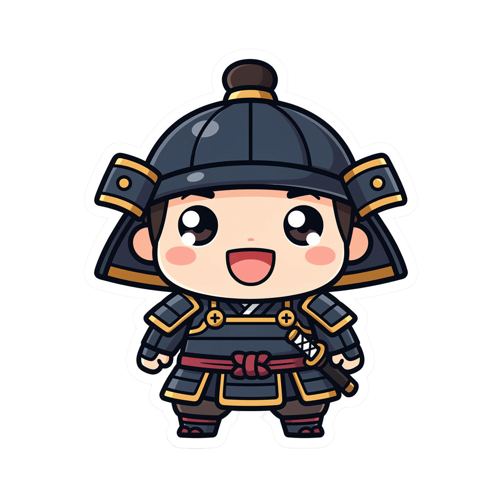 Samurai — happy Samurai Twitch emote — happy, Sticker style
