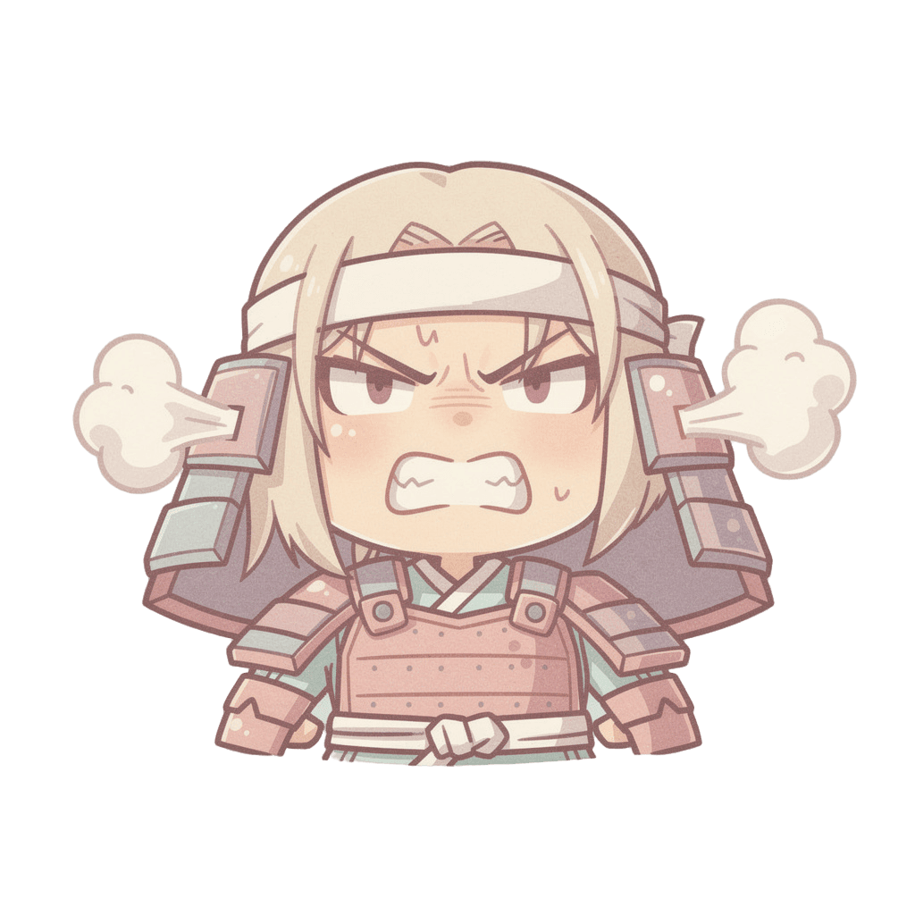 Samurai — angry Samurai Twitch emote — angry, Pastel style