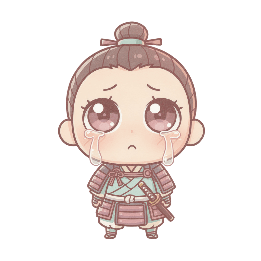 Samurai — sad Samurai Twitch emote — sad, Pastel style