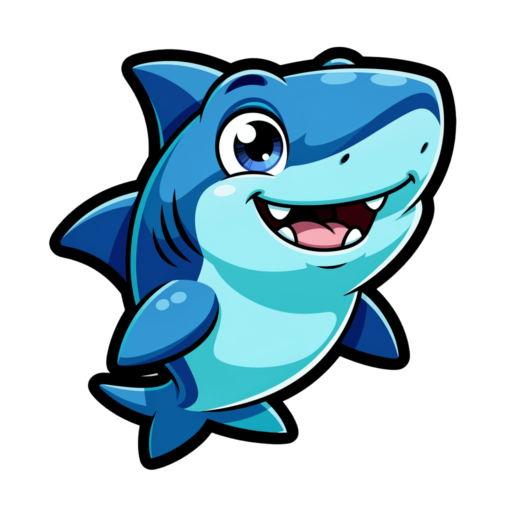 Shark — happy Shark Twitch emote — happy, Cartoon style