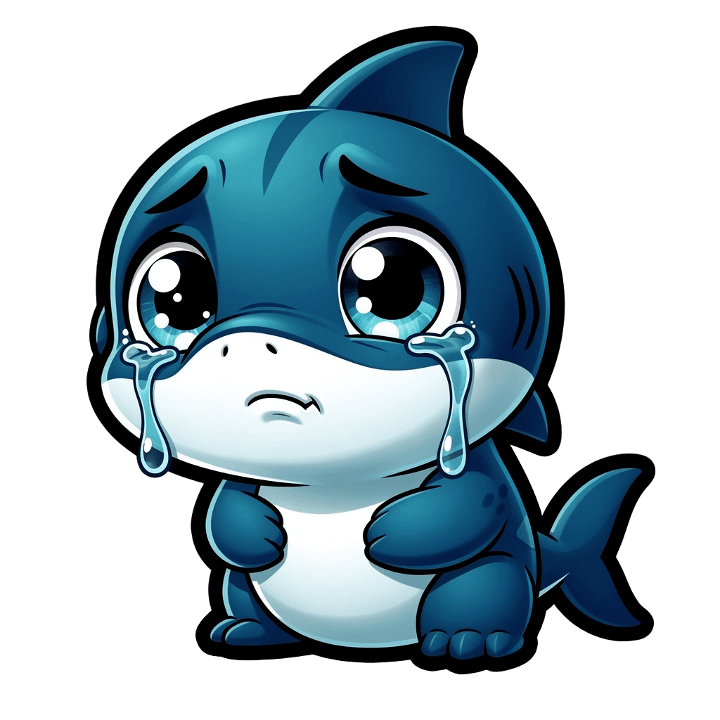 Shark — sad Shark Twitch emote — sad, Cartoon style