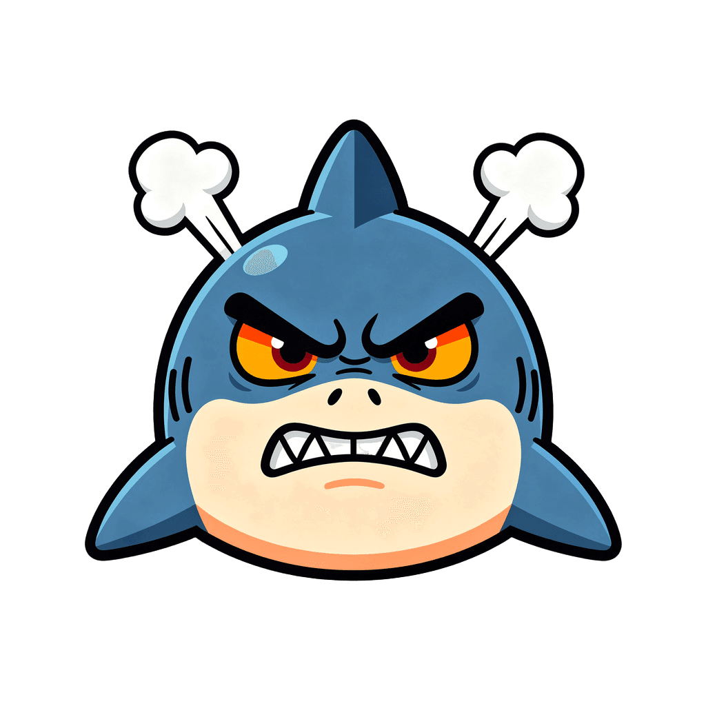 Shark — angry Shark Twitch emote — angry, Sticker style