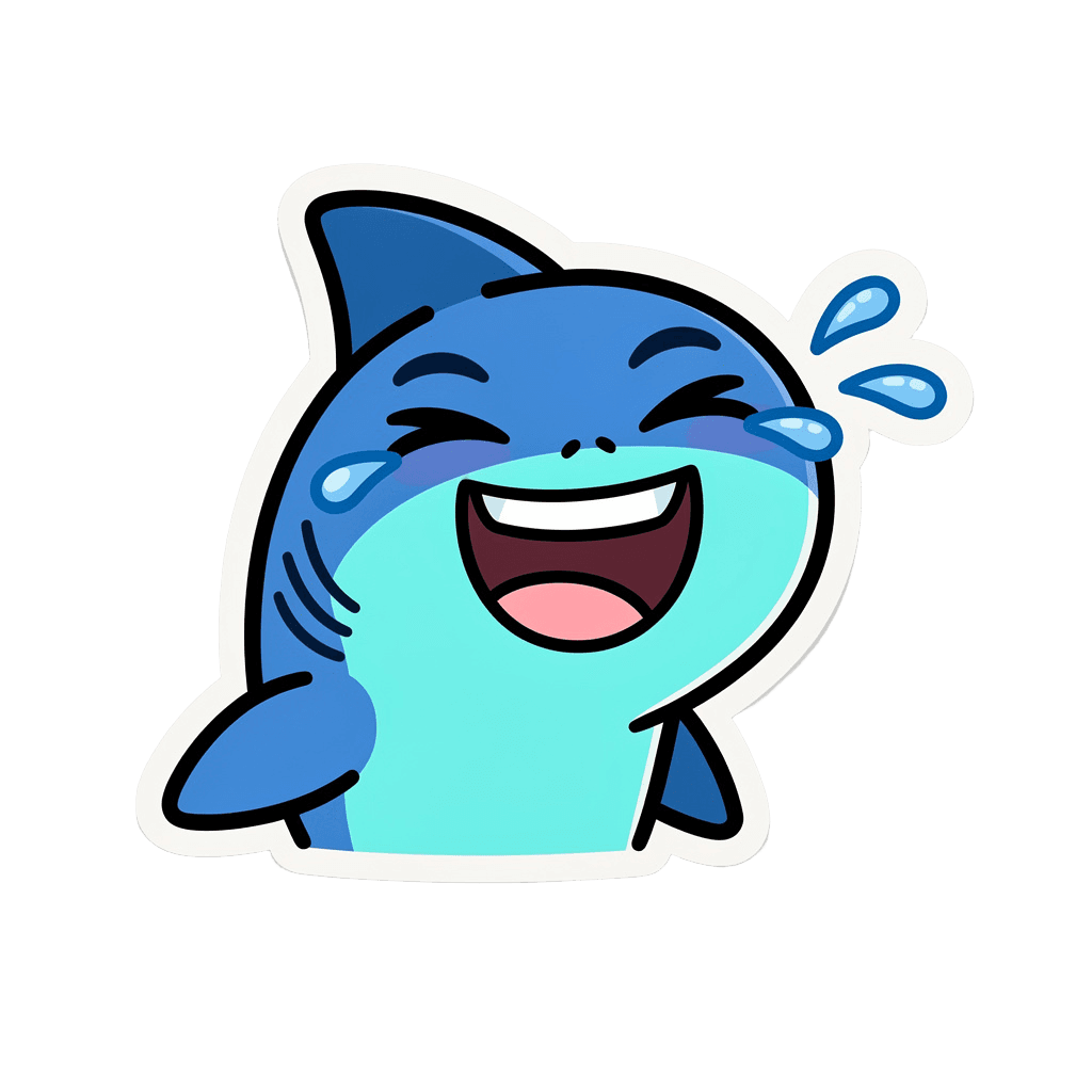 Shark — laughing Shark Twitch emote — laughing, Sticker style