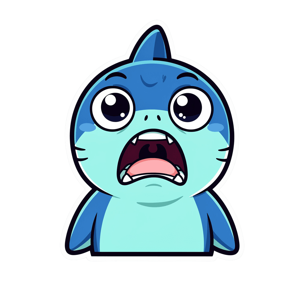 Shark — surprised Shark Twitch emote — surprised, Sticker style