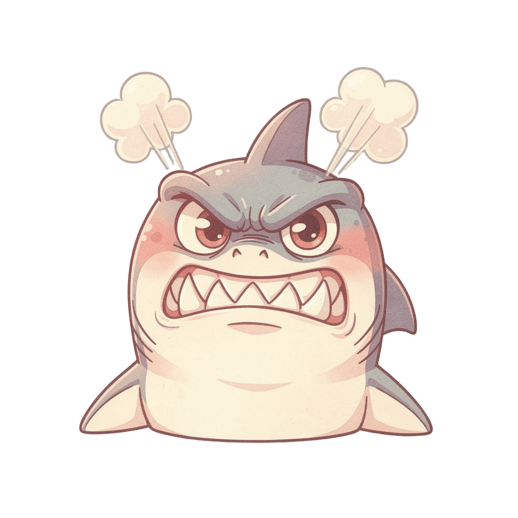 Shark — angry Shark Twitch emote — angry, Pastel style