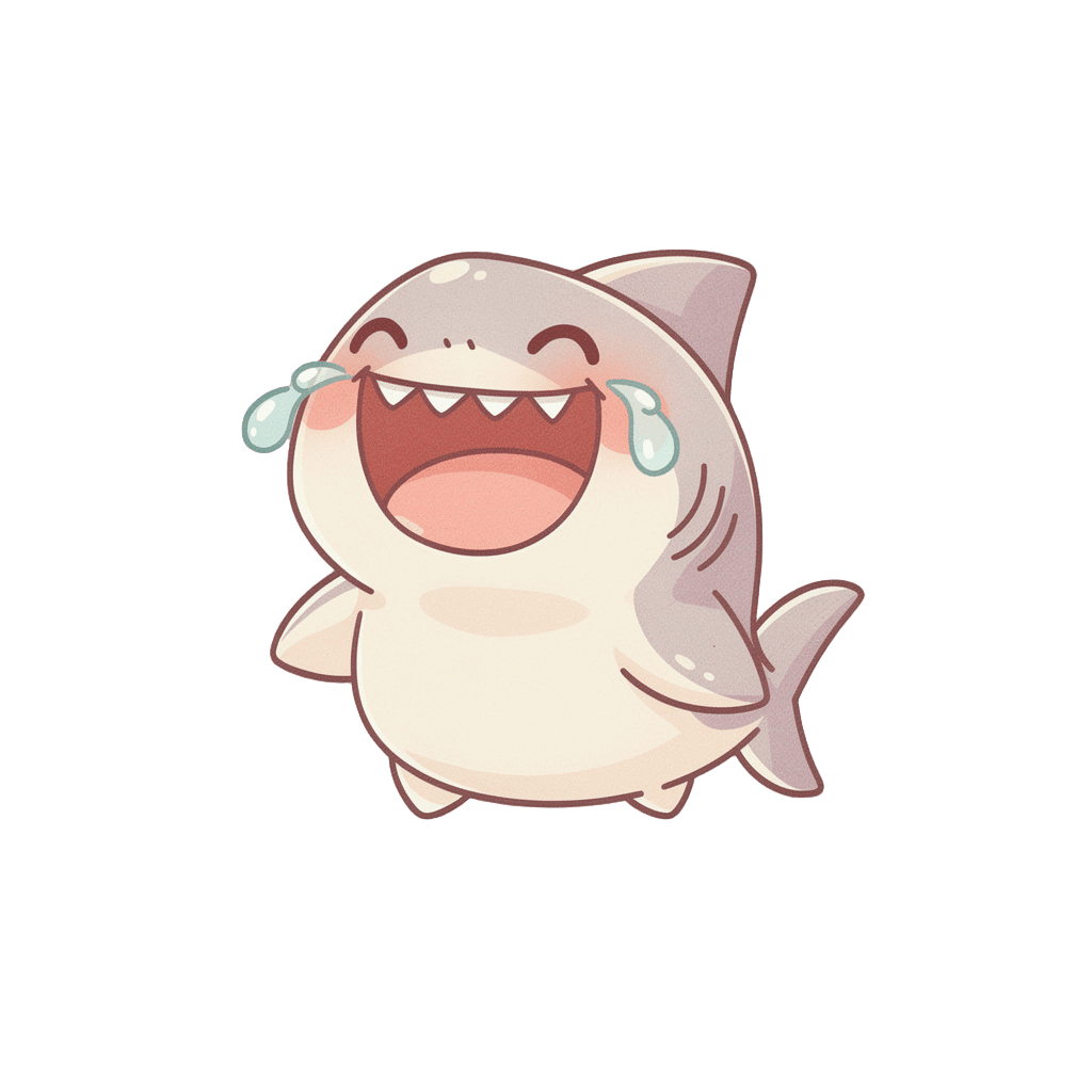 Shark — laughing Shark Twitch emote — laughing, Pastel style