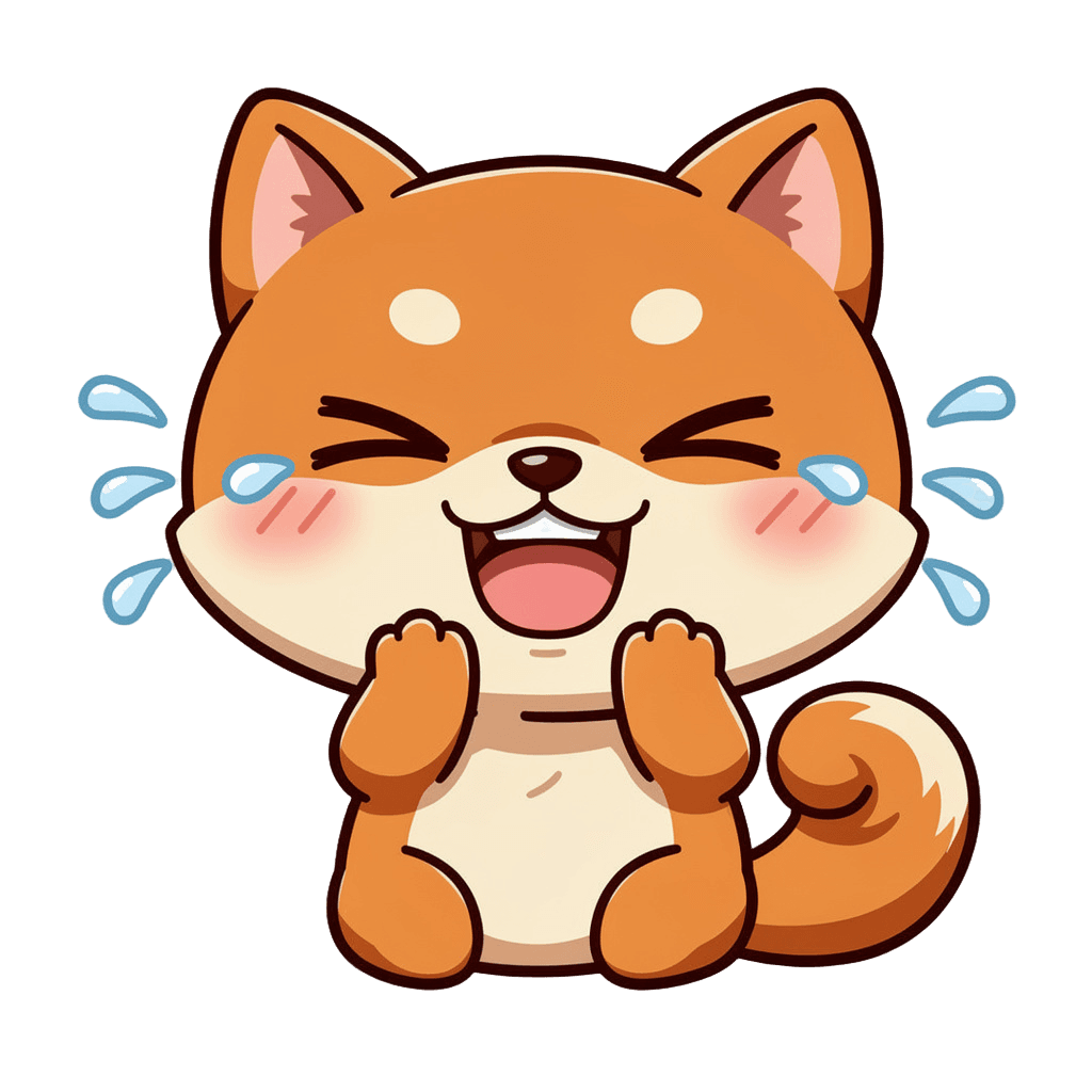 Shiba Inu — laughing Shiba Inu Twitch emote — laughing, Chibi style