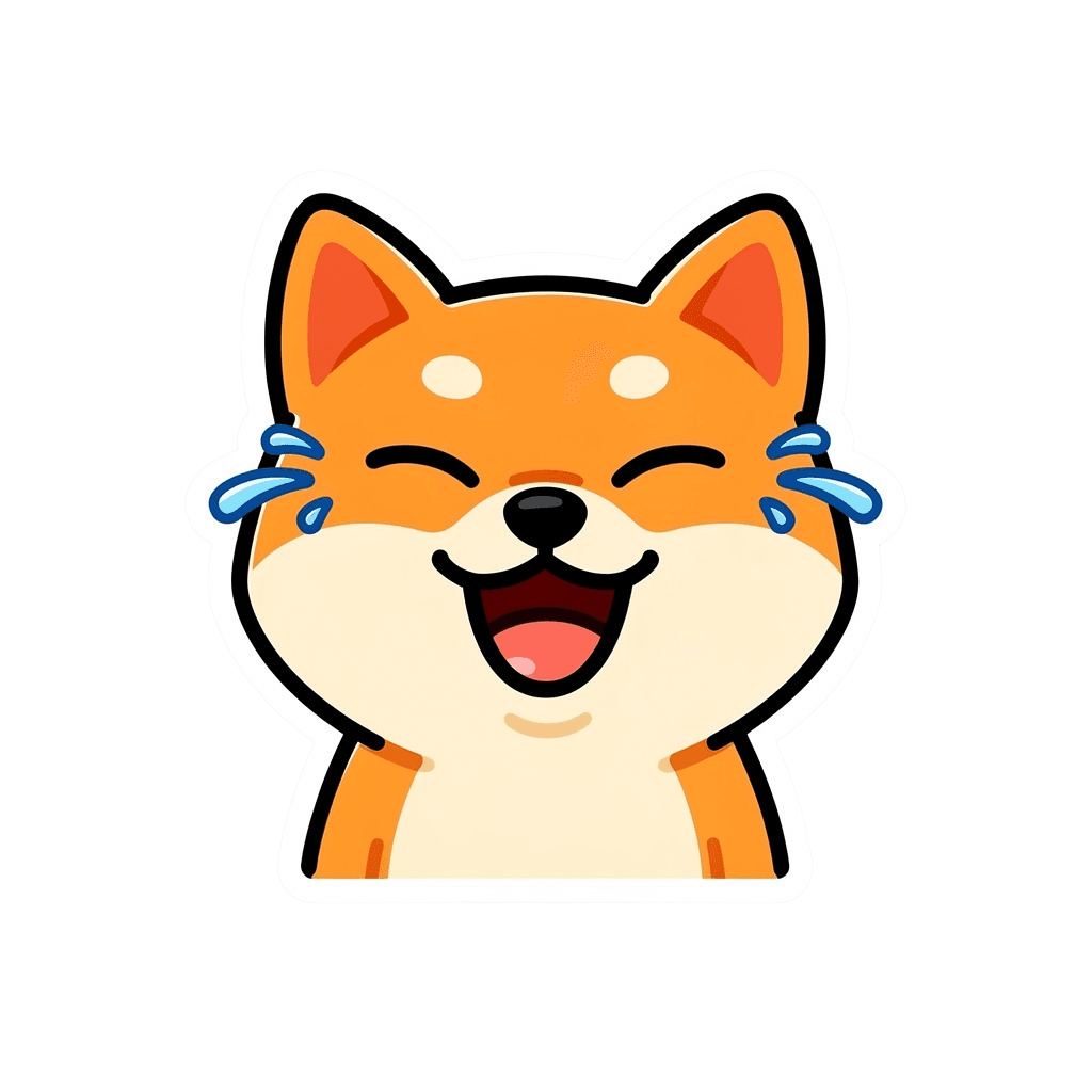Shiba Inu — laughing Shiba Inu Twitch emote — laughing, Sticker style