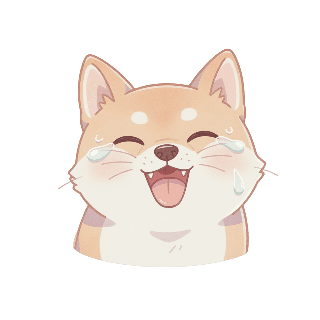 Shiba Inu — laughing Shiba Inu Twitch emote — laughing, Pastel style