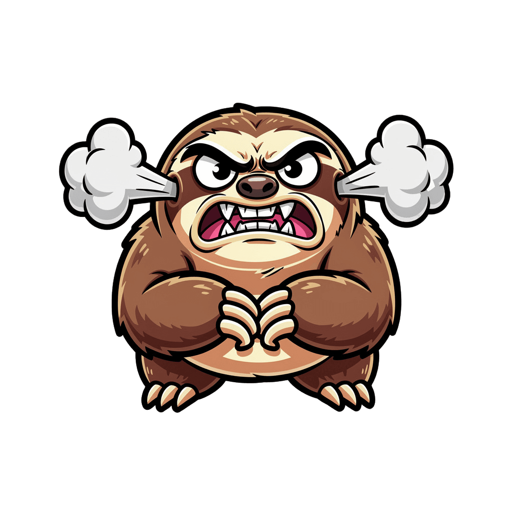Sloth — angry Sloth Twitch emote — angry, Cartoon style