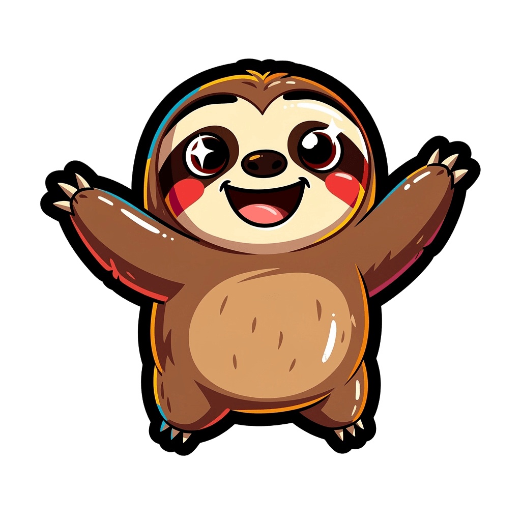 Sloth — happy Sloth Twitch emote — happy, Cartoon style