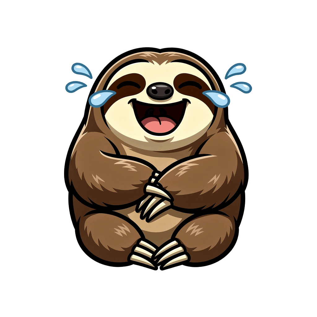Sloth — laughing Sloth Twitch emote — laughing, Cartoon style