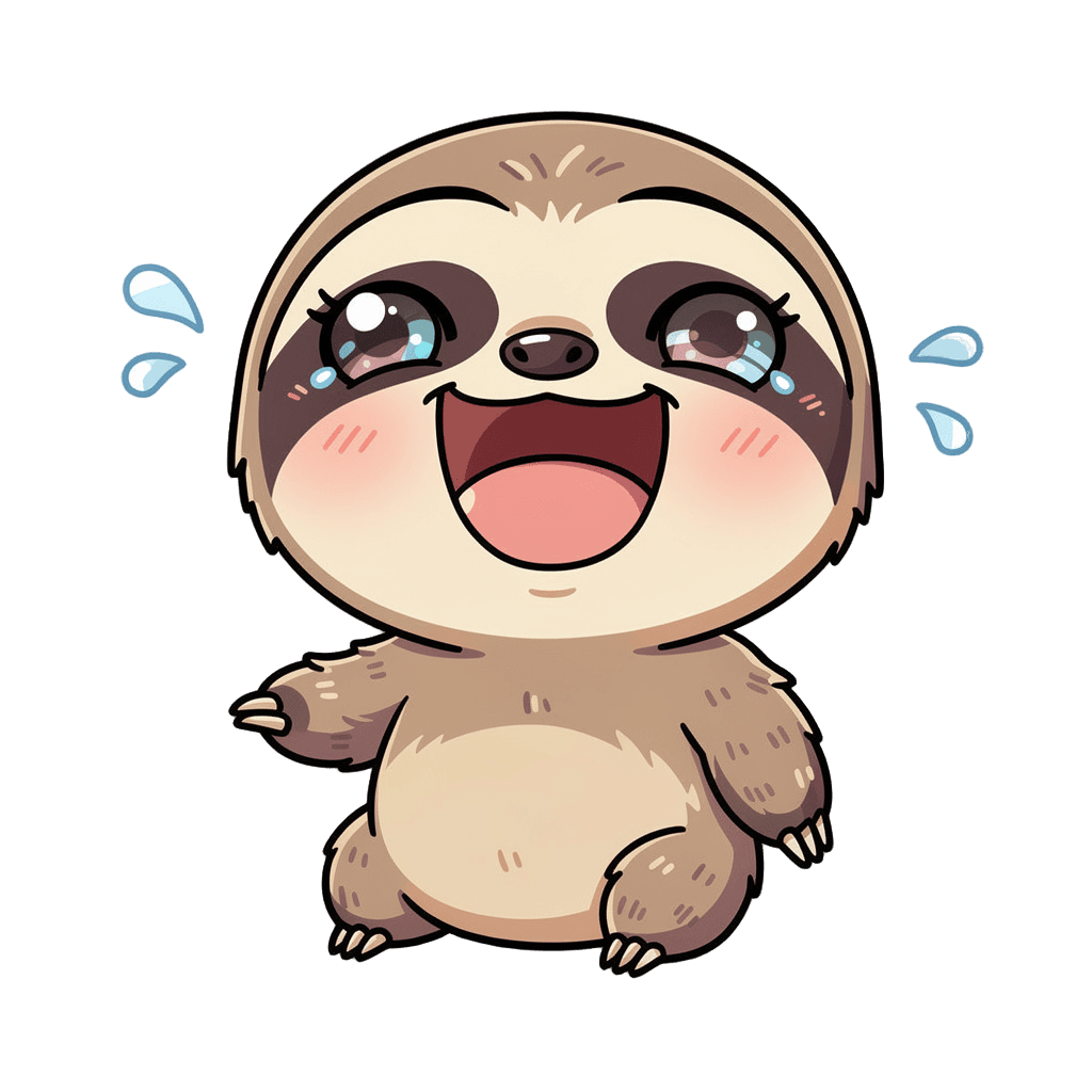 Sloth — laughing Sloth Twitch emote — laughing, Chibi style