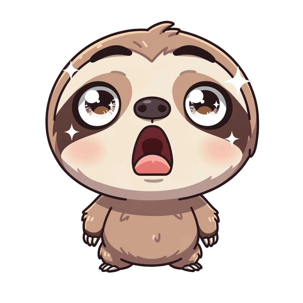 Sloth — surprised Sloth Twitch emote — surprised, Chibi style