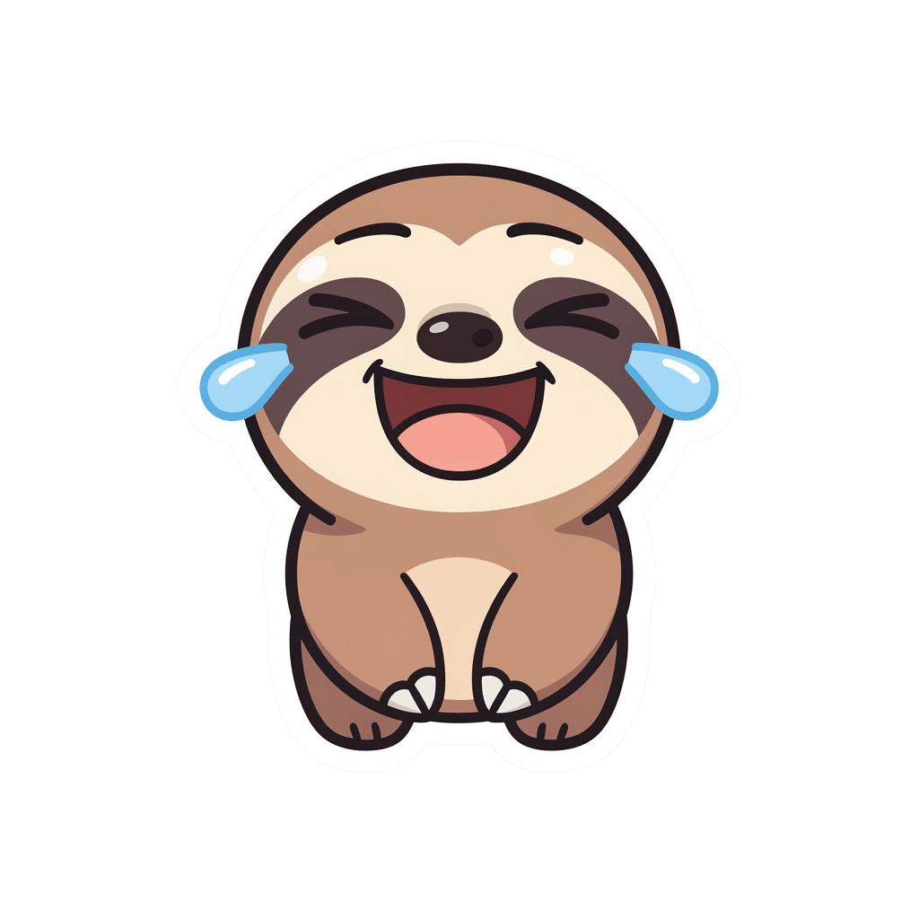 Sloth — laughing Sloth Twitch emote — laughing, Sticker style