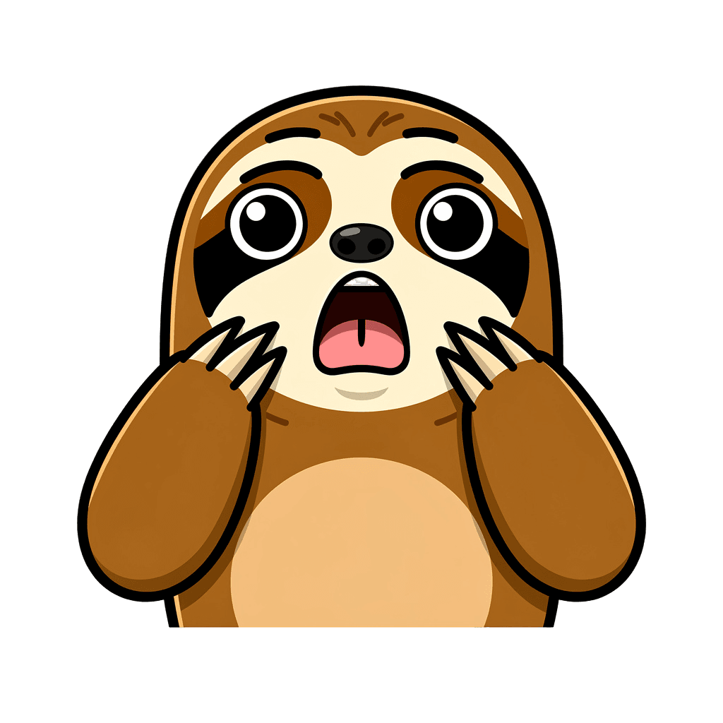 Sloth — surprised Sloth Twitch emote — surprised, Sticker style