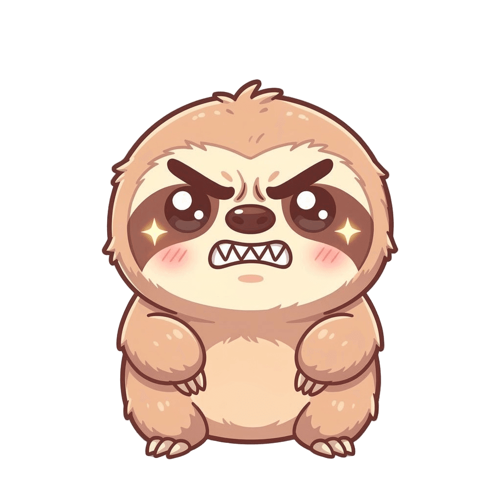 Sloth — angry Sloth Twitch emote — angry, Kawaii style
