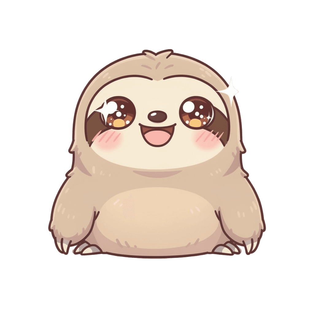 Sloth — happy Sloth Twitch emote — happy, Kawaii style