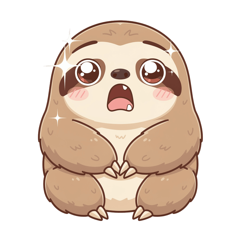 Sloth — surprised Sloth Twitch emote — surprised, Kawaii style