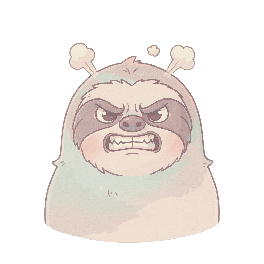 Sloth — angry Sloth Twitch emote — angry, Pastel style