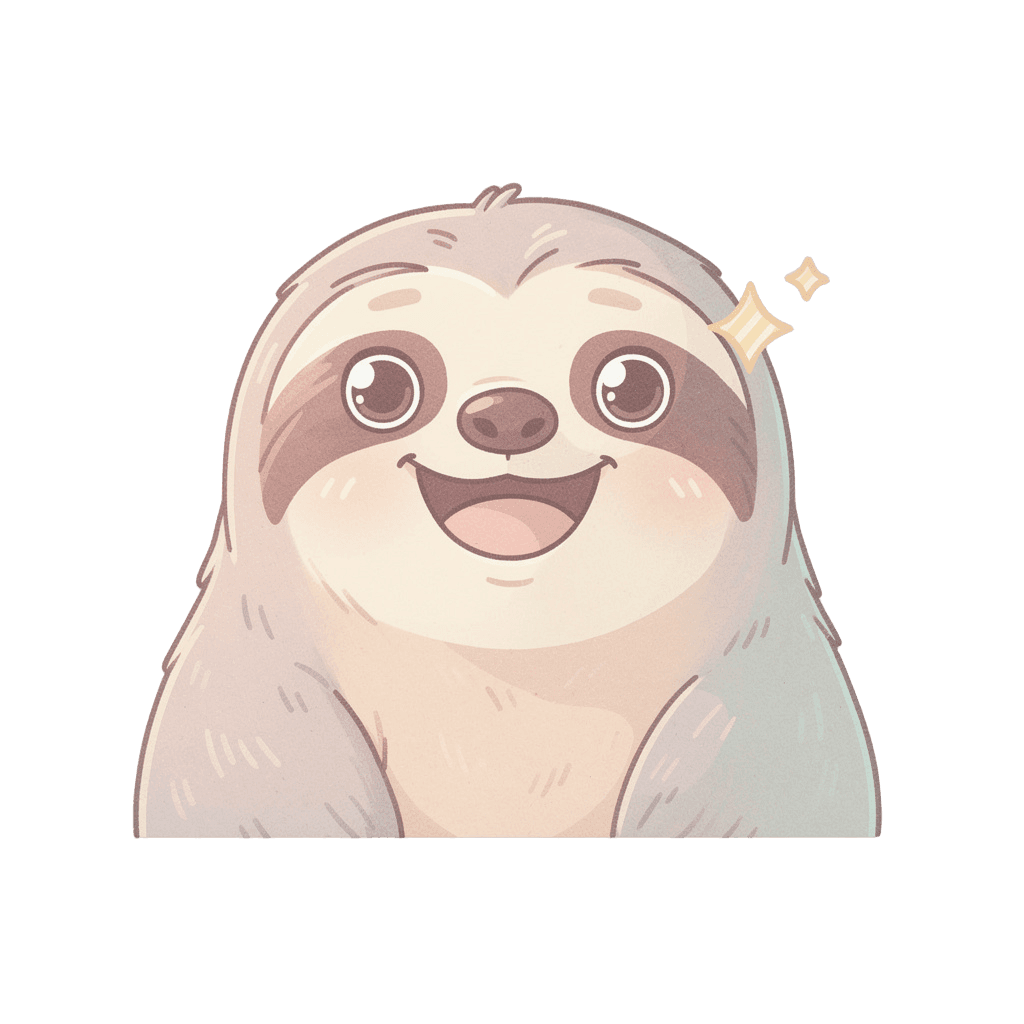 Sloth — happy Sloth Twitch emote — happy, Pastel style