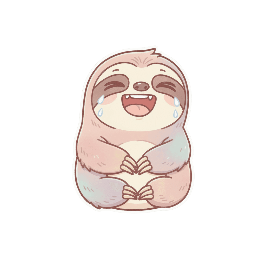 Sloth — laughing Sloth Twitch emote — laughing, Pastel style