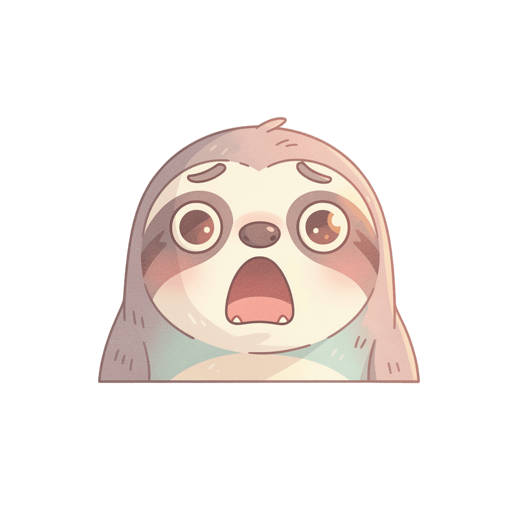 Sloth — surprised Sloth Twitch emote — surprised, Pastel style