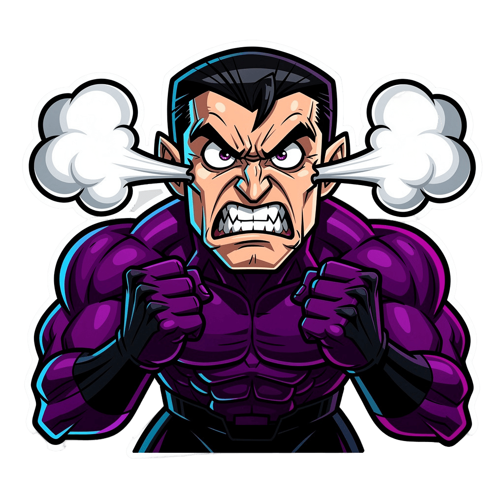 Supervillain — angry Supervillain Twitch emote — angry, Cartoon style