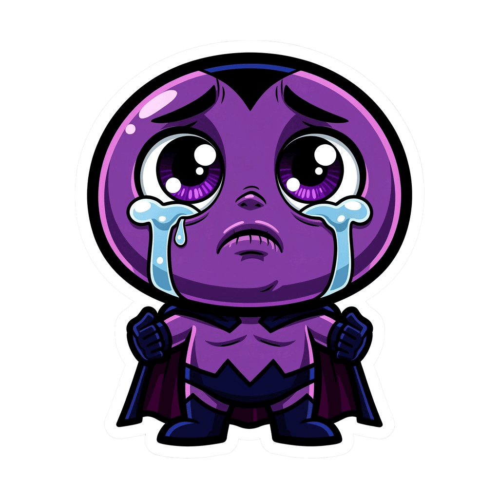 Supervillain — sad Supervillain Twitch emote — sad, Cartoon style