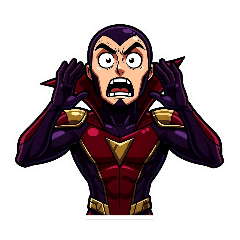 Supervillain — surprised Supervillain Twitch emote — surprised, Cartoon style