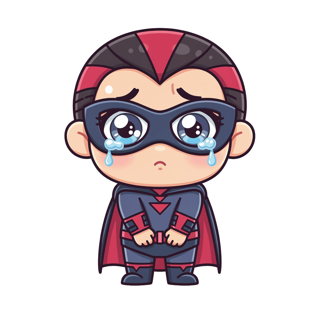Supervillain — sad Supervillain Twitch emote — sad, Chibi style