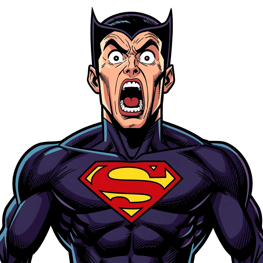 Supervillain — surprised Supervillain Twitch emote — surprised, Comic style
