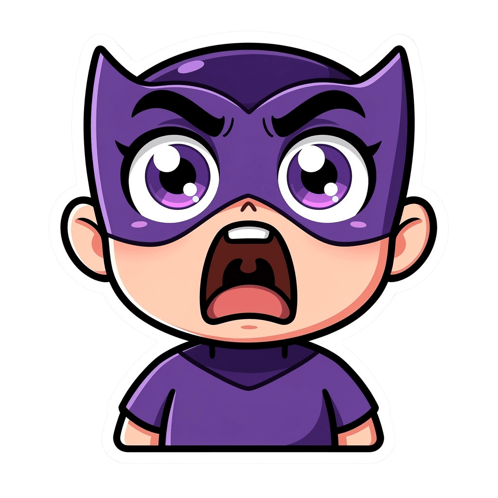 Supervillain — surprised Supervillain Twitch emote — surprised, Sticker style