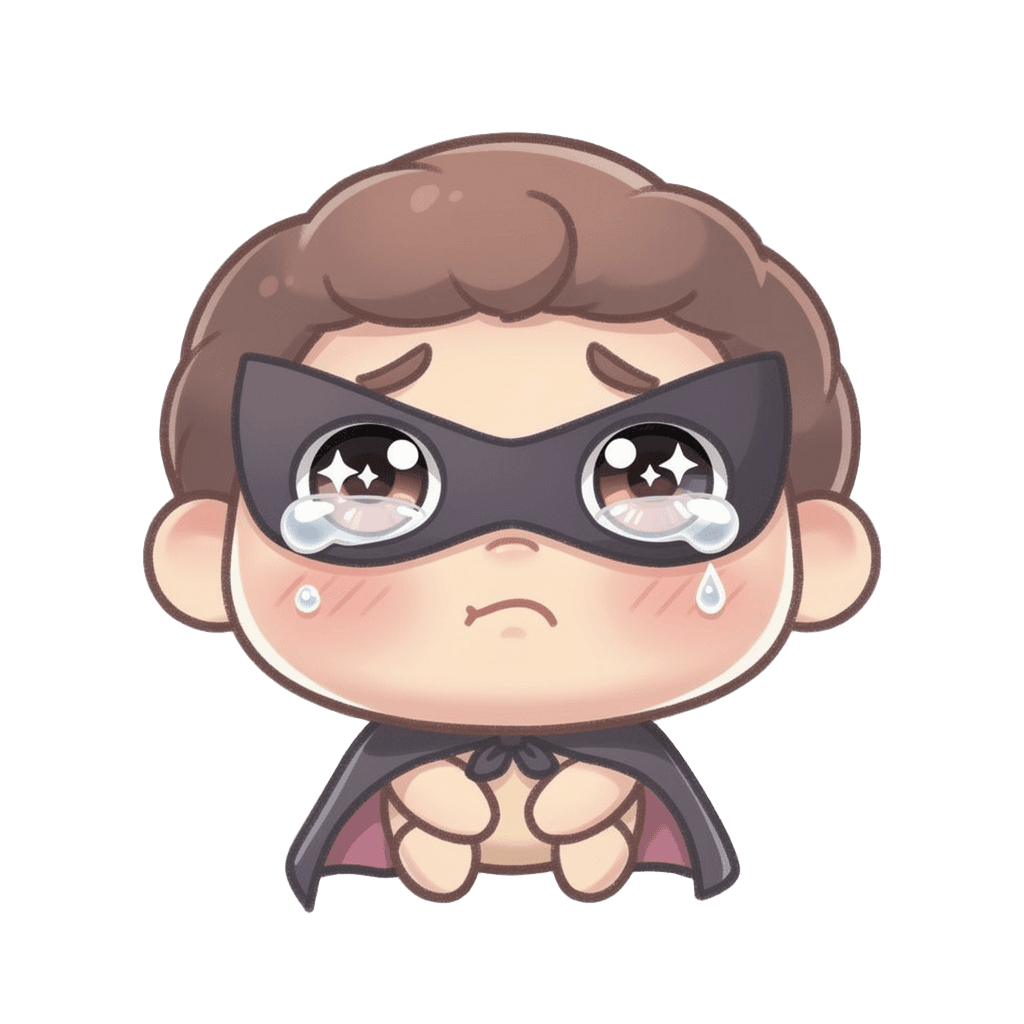 Supervillain — sad Supervillain Twitch emote — sad, Kawaii style