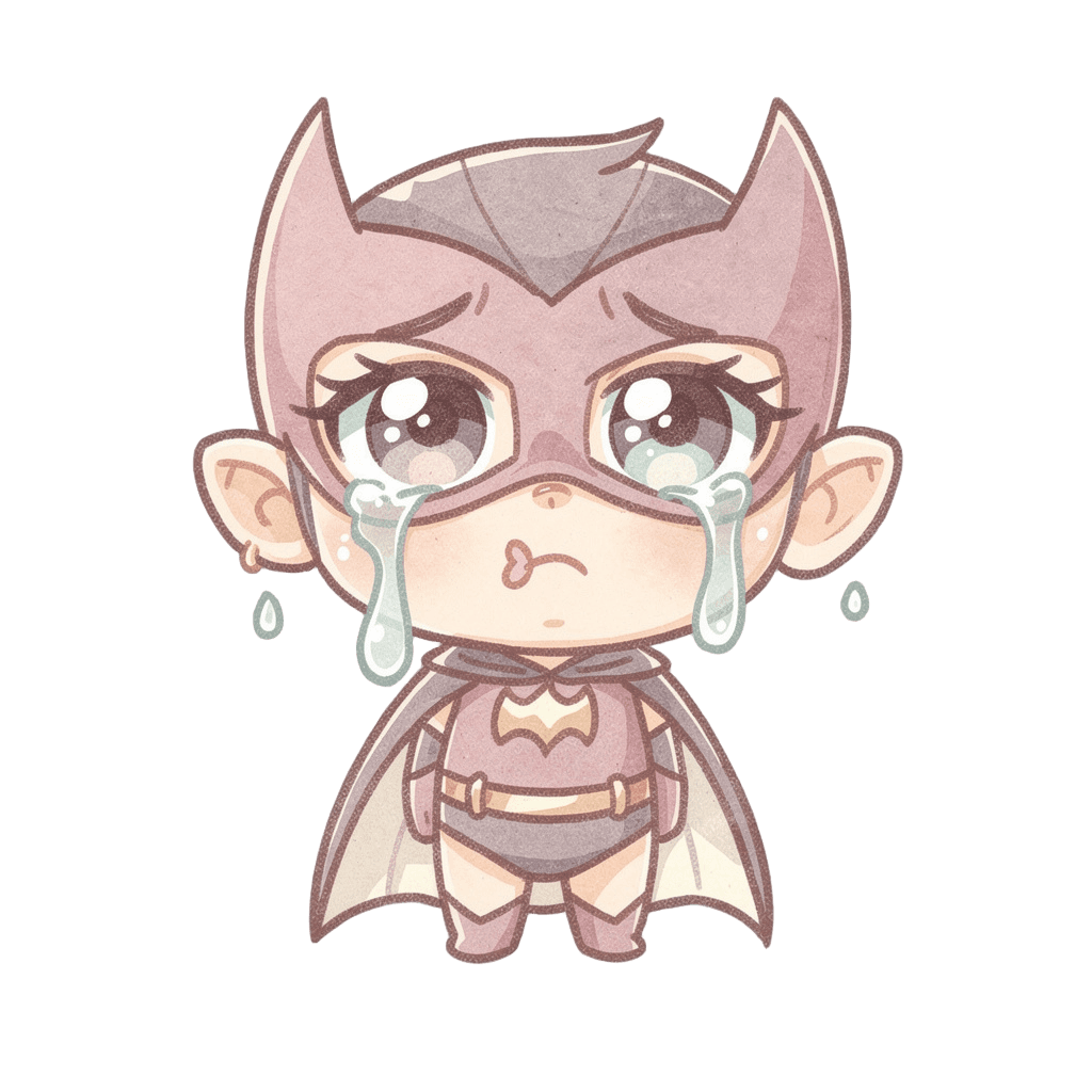 Supervillain — sad Supervillain Twitch emote — sad, Pastel style