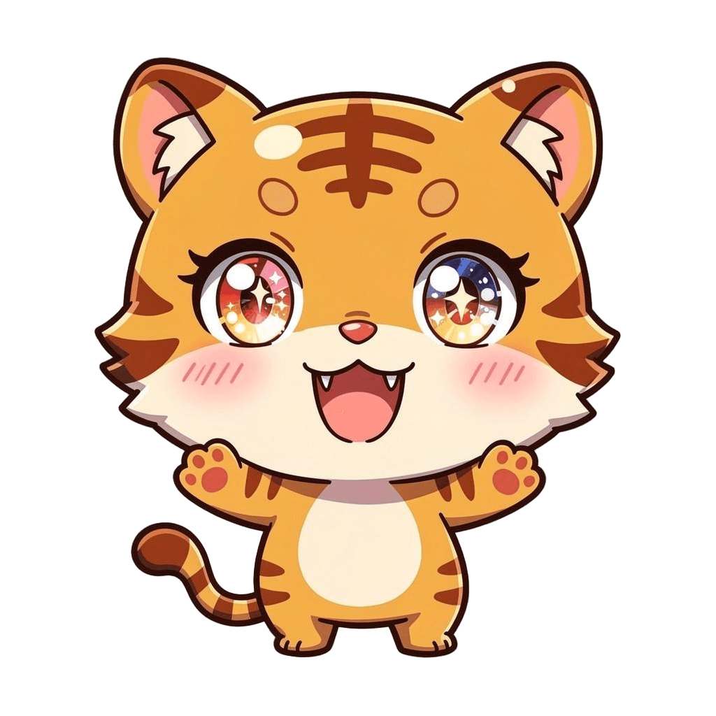 Tiger — happy Tiger Twitch emote — happy, Anime style