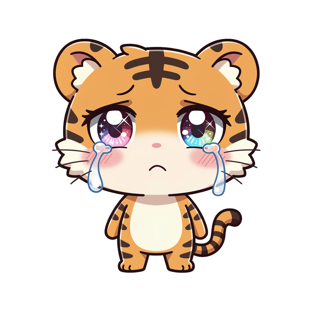 Tiger — sad Tiger Twitch emote — sad, Anime style