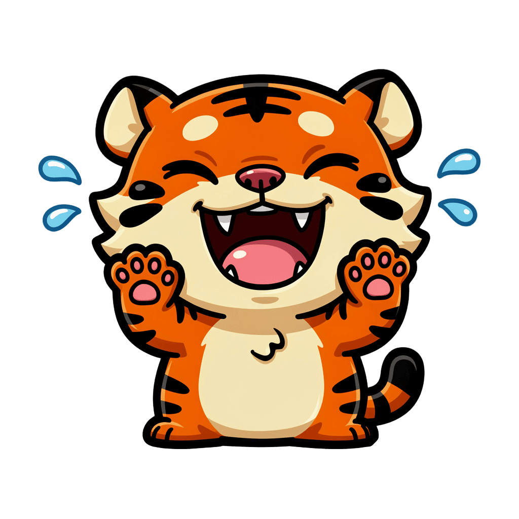 Tiger — laughing Tiger Twitch emote — laughing, Cartoon style