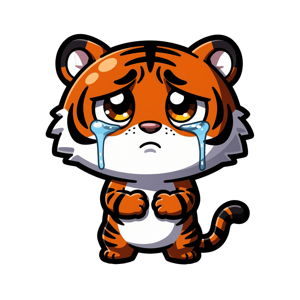 Tiger — sad Tiger Twitch emote — sad, Cartoon style