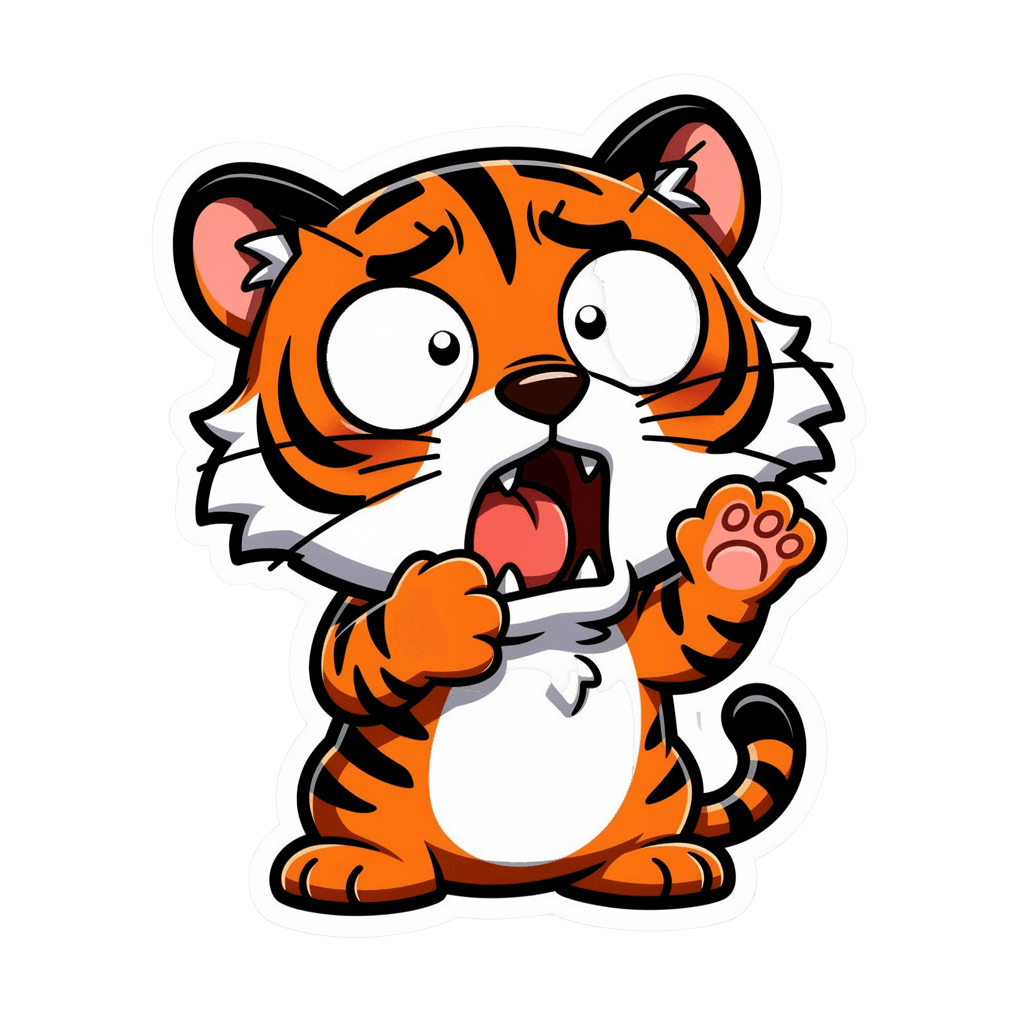 Tiger — surprised Tiger Twitch emote — surprised, Cartoon style