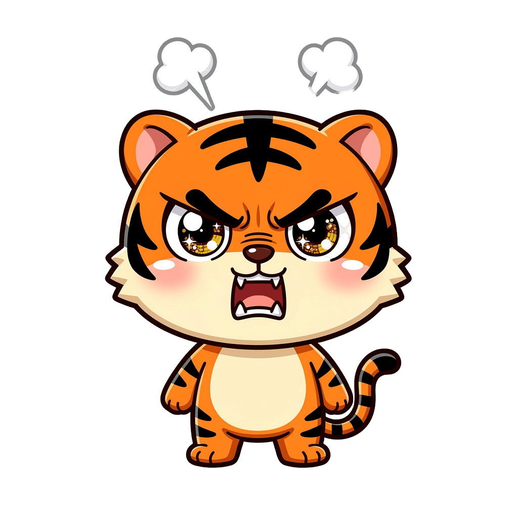 Tiger — angry Tiger Twitch emote — angry, Chibi style