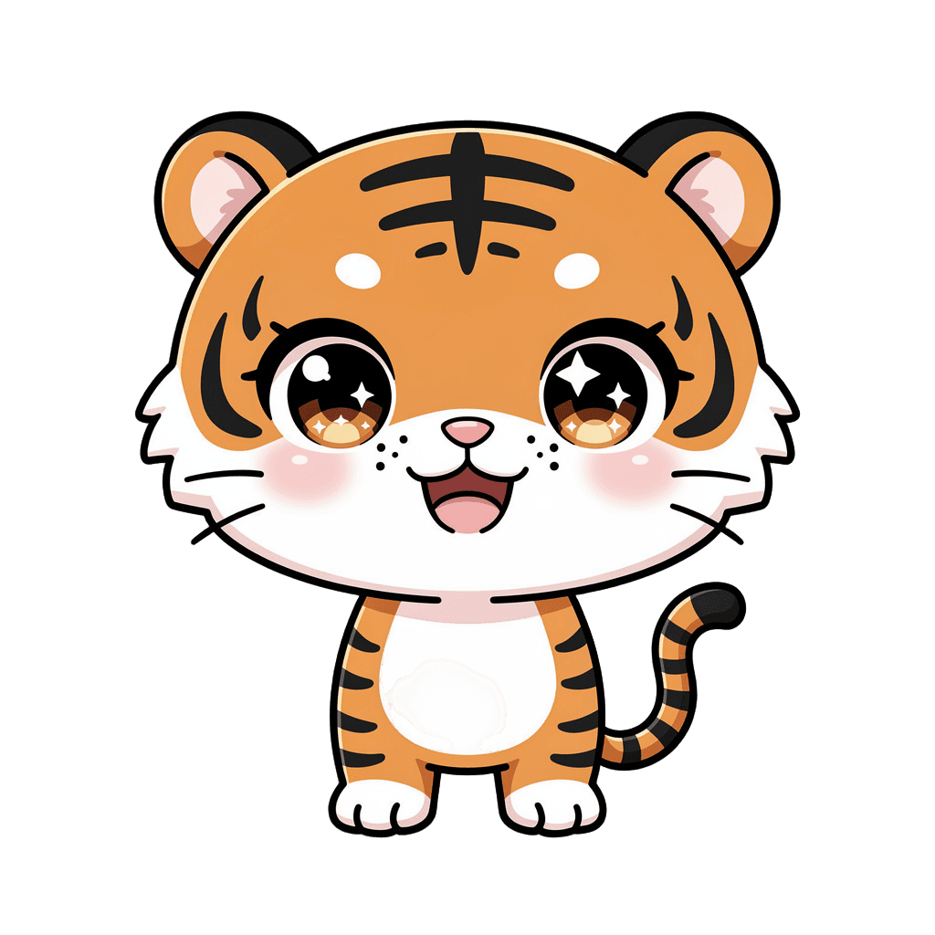 Tiger — happy Tiger Twitch emote — happy, Chibi style