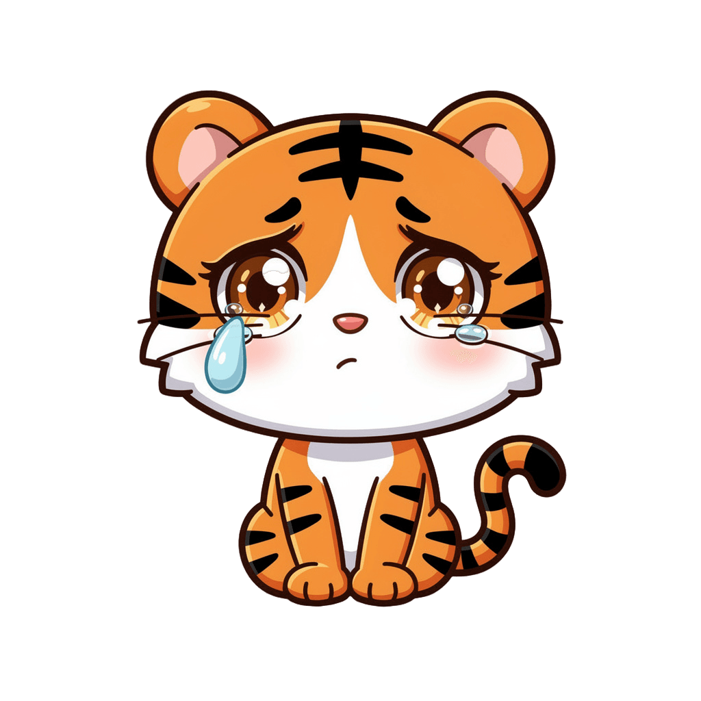 Tiger — sad Tiger Twitch emote — sad, Chibi style