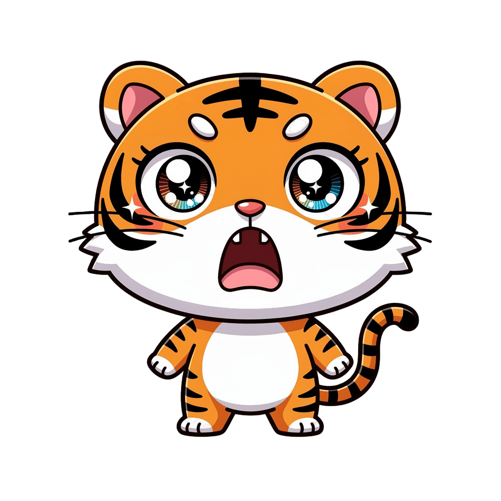 Tiger — surprised Tiger Twitch emote — surprised, Chibi style