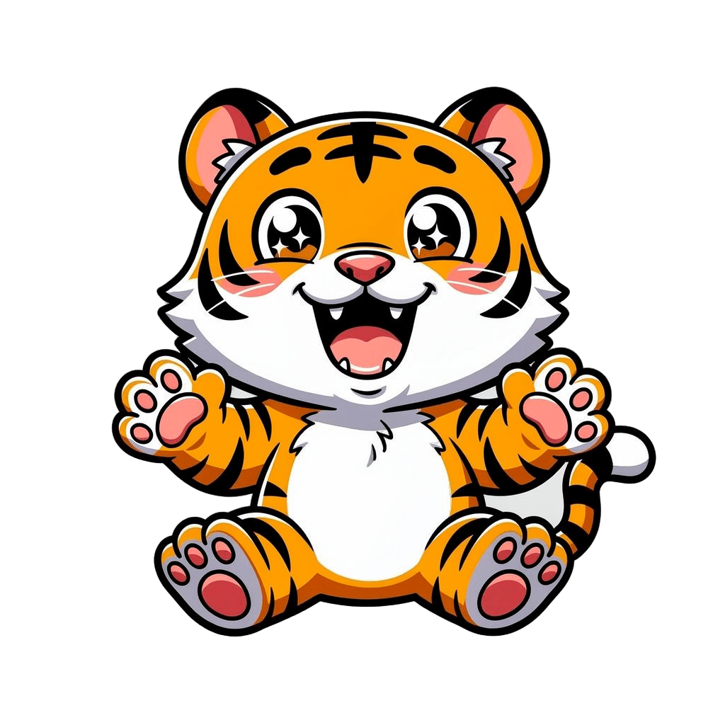 Tiger — happy Tiger Twitch emote — happy, Comic style