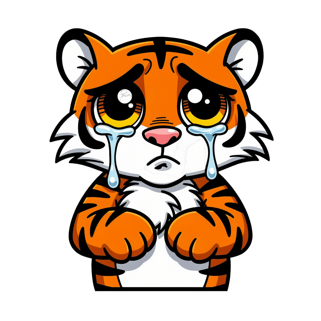 Tiger — sad Tiger Twitch emote — sad, Comic style