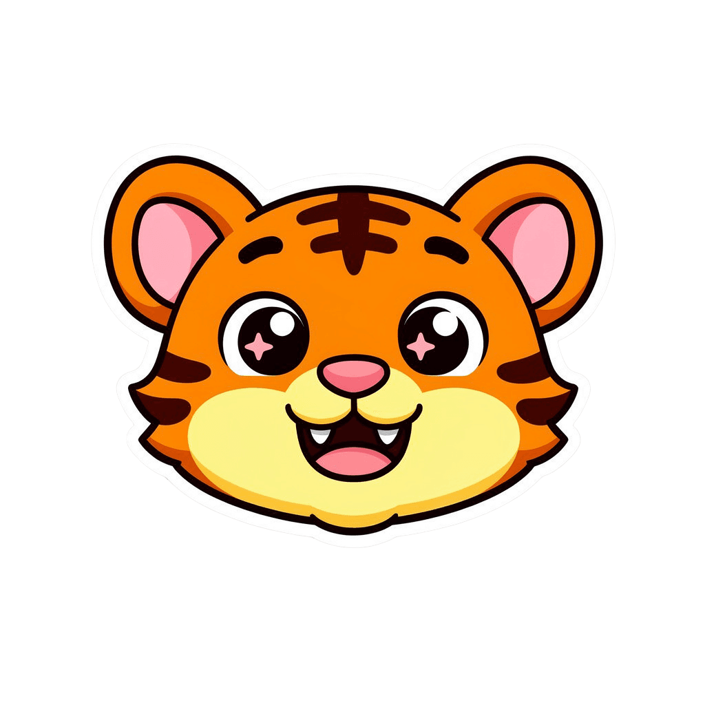 Tiger — happy Tiger Twitch emote — happy, Sticker style