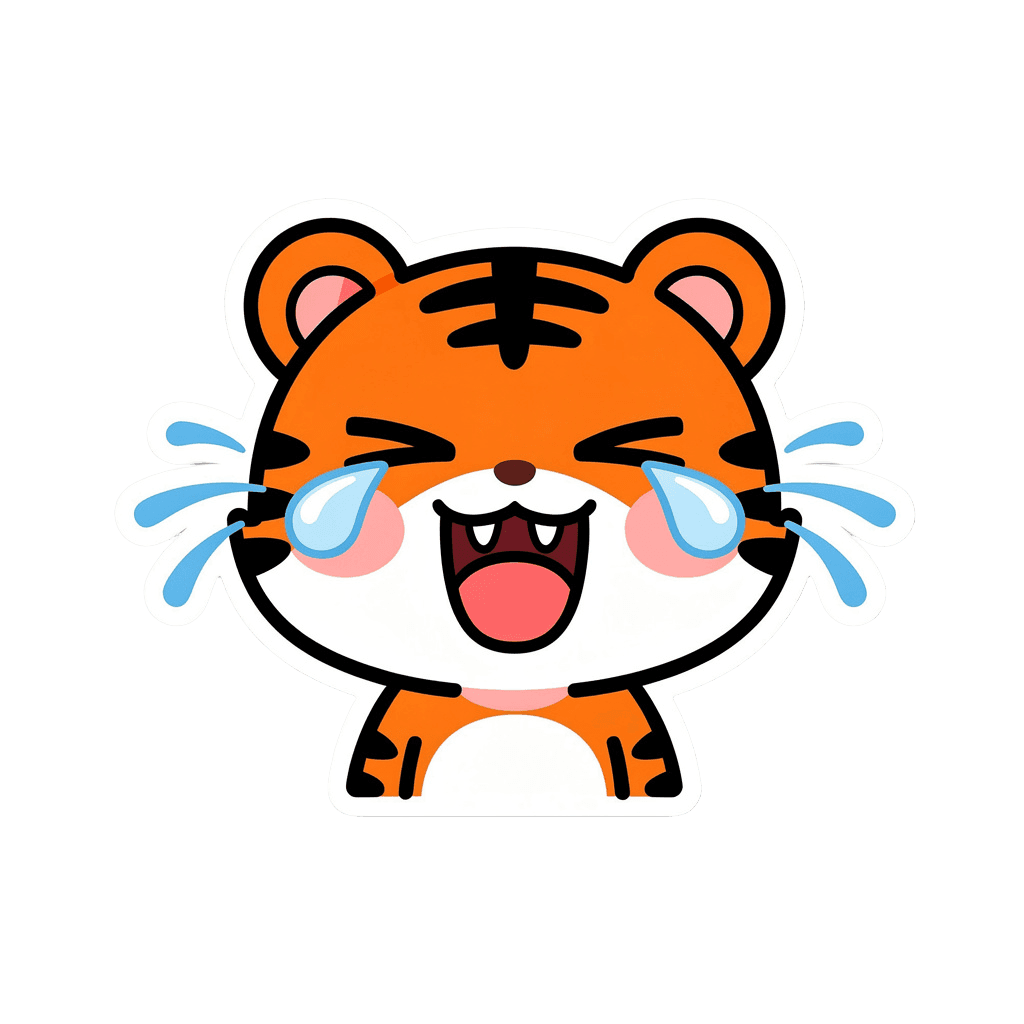 Tiger — laughing Tiger Twitch emote — laughing, Sticker style