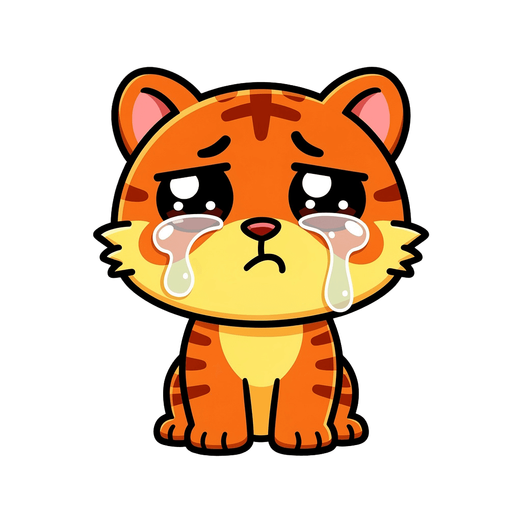 Tiger — sad Tiger Twitch emote — sad, Sticker style