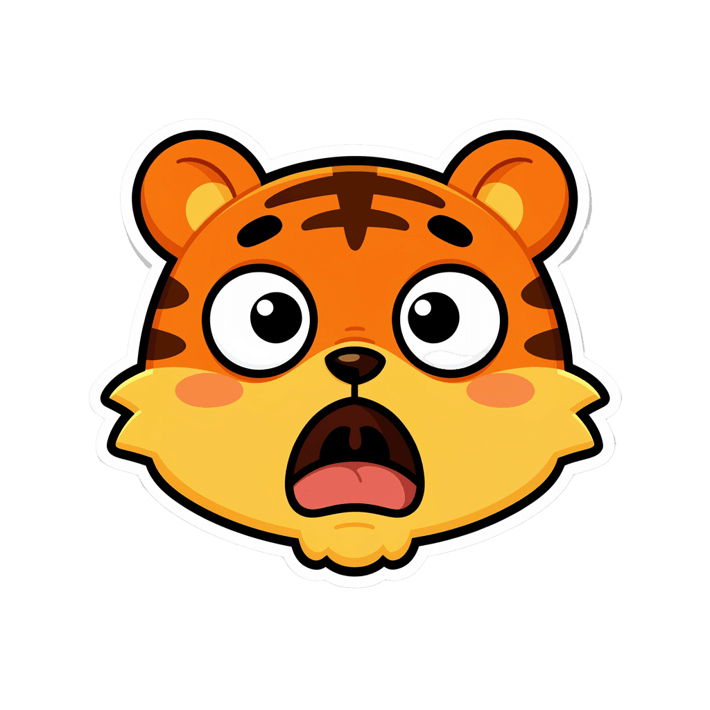 Tiger — surprised Tiger Twitch emote — surprised, Sticker style